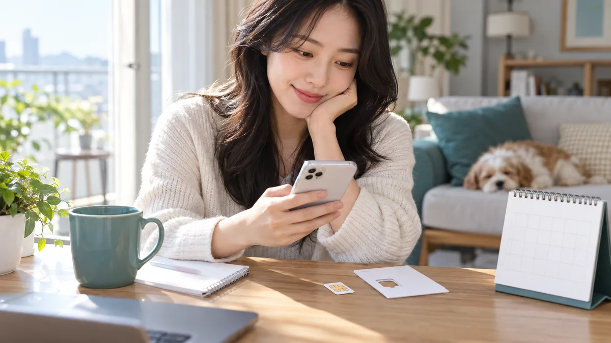 휴대폰에서 온라인 회선 개통을 준비하는 안내 이미지